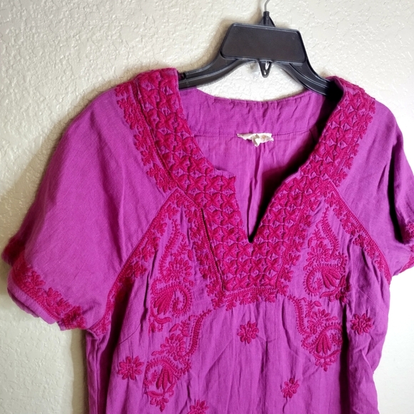 Roller Rabbit Faith Embroidered Dress Pink Purple Sz L - Picture 3 of 10